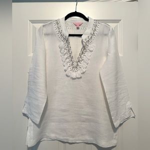 Lilly Pulitzer white crisp Linen tunic